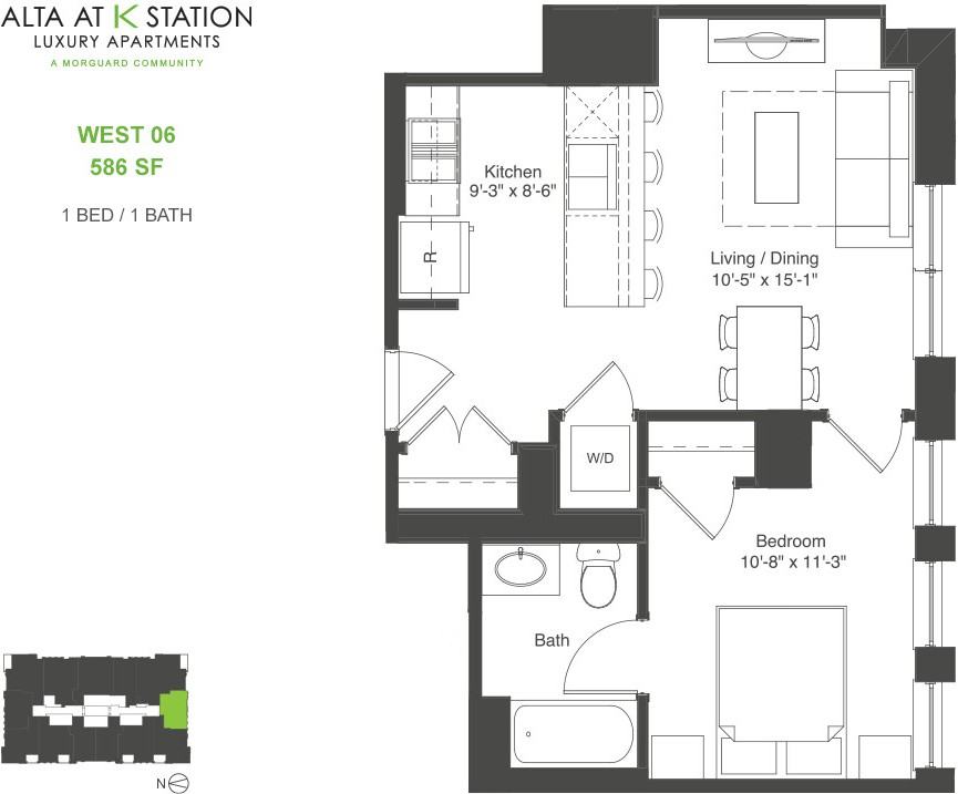 W Kinzie St W2406, Chicago, IL 60654 1 Bedroom Apartment for 2,320