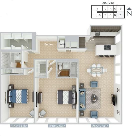 Entire House / Apartment > 2 Bedroom Walk To Louis Vuitton Store, Miami,  USA 