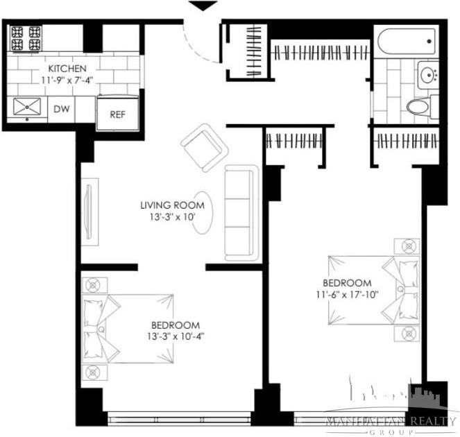 E 47th St 17H, New York, NY 10017 2 Bedroom Apartment for 4,750/month