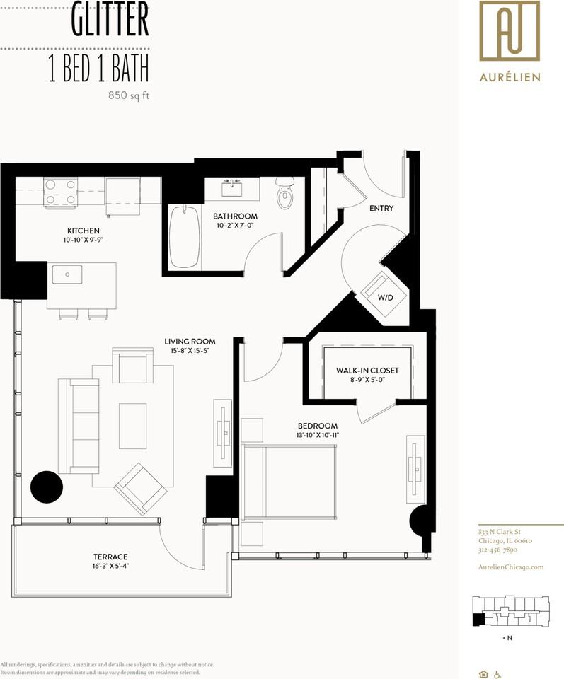 N Clark St 1611, Chicago, IL 60610 1 Bedroom Apartment for Rent