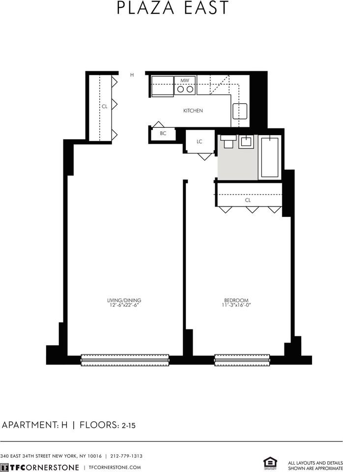 E 34th St 12H, New York, NY 10016 1 Bedroom Apartment for 4,039/month