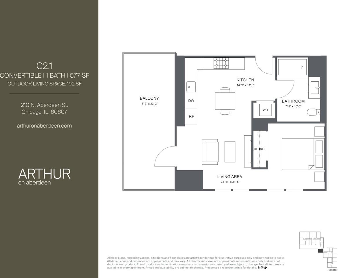 N Aberdeen St 1602, Chicago, IL 60607 Studio Apartment for Rent