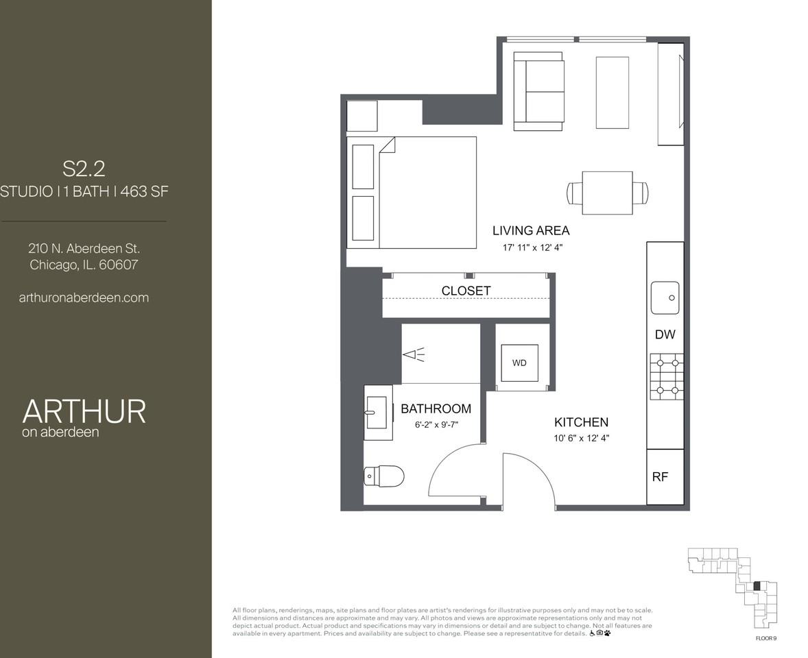 N Aberdeen St 1417, Chicago, IL 60607 Studio Apartment for 2,010