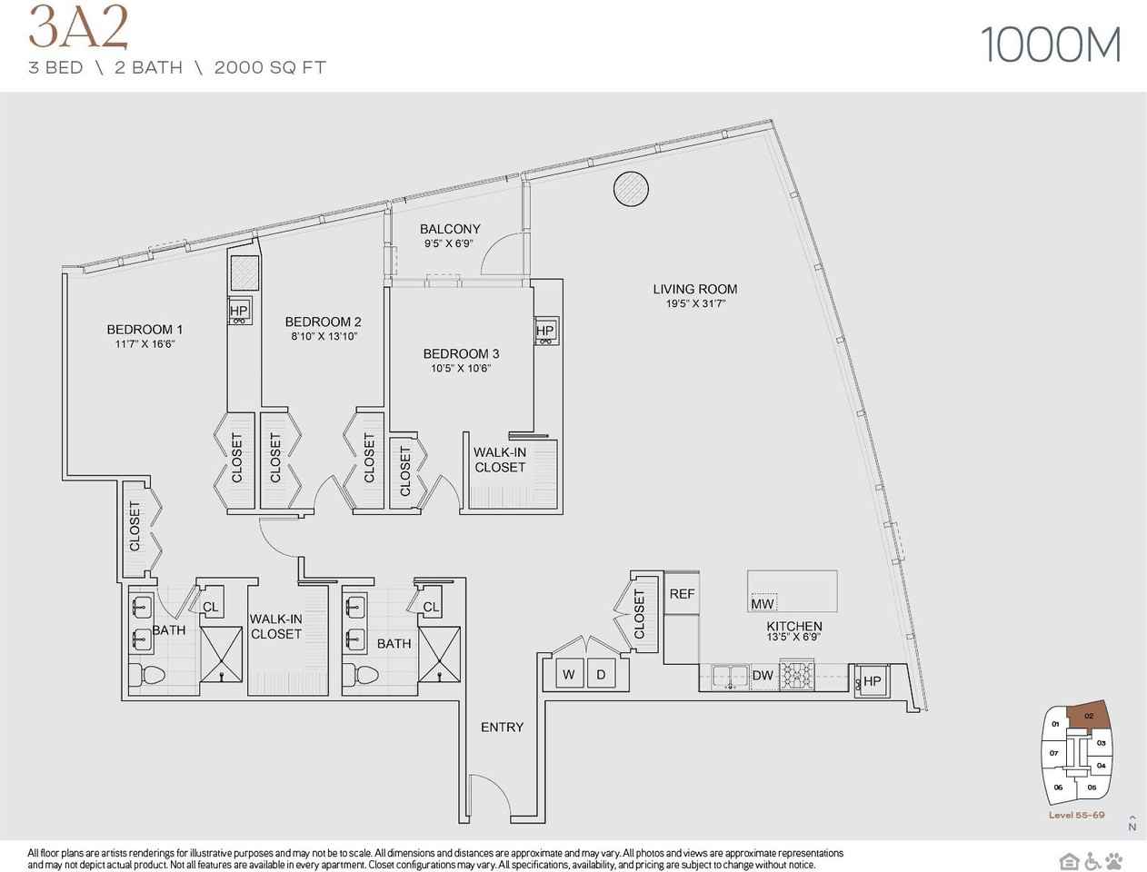 S Michigan Ave 6002, Chicago, IL 60605 3 Bedroom Apartment for Rent