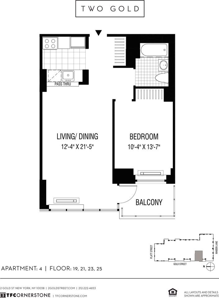 Gold St 1904, New York, NY 10038 1 Bedroom Apartment for 4,565/month