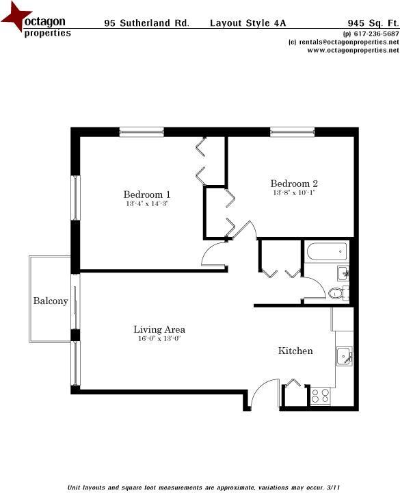 Sutherland Rd 2A, Boston, MA 02135 2 Bedroom Apartment for 2,600