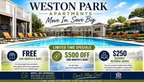 FREE 2nd Month's Rent When You Apply Within 24 Hours of Your Tour at Weston Park Apartments! - Photo 1 of 1